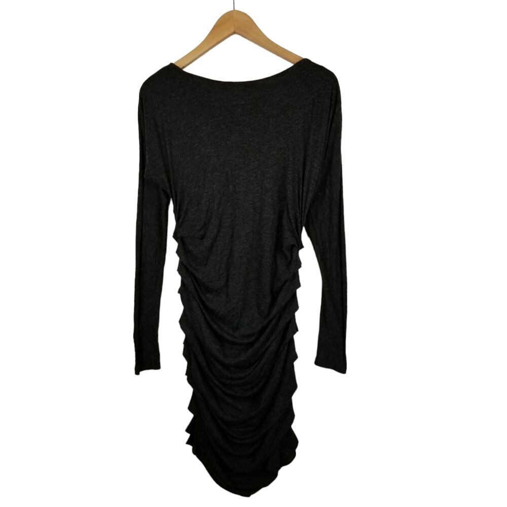 Elm Design Matthildur Gray Jersey Knit Drape Neck Ruched Dress Size 8